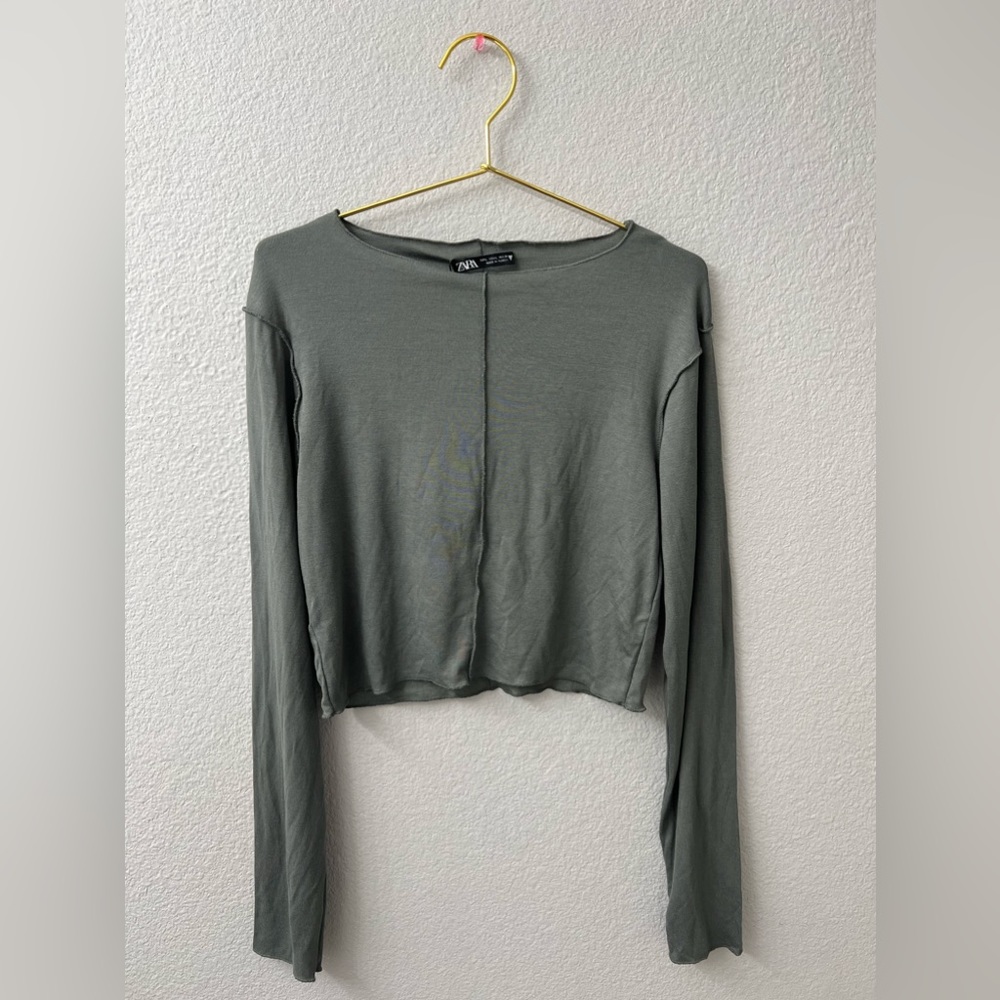 Zara, Size L, dark green long sleeve shirt